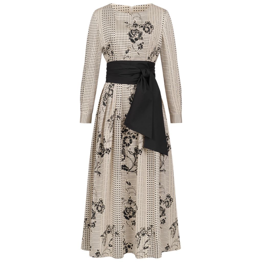 Women's Dots-Flower-Print Maxi Dress With Detachable Wide Belt Extra Small Marianna Déri