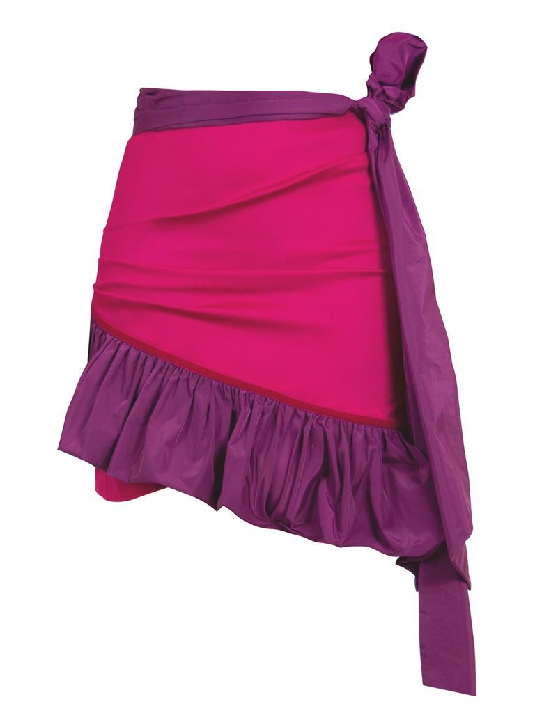 Women's Pink / Purple Ruffles Please Asymmetric Mini Skirt - Pink & Purple Extra Small Tia Dorraine