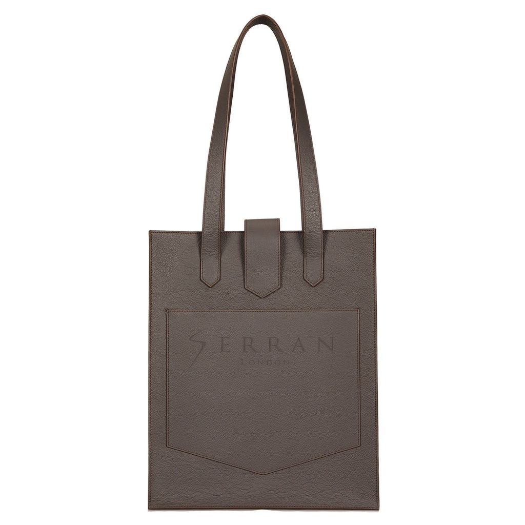Women's Brown Leather Tote Bag Chocolate One Size Serran London