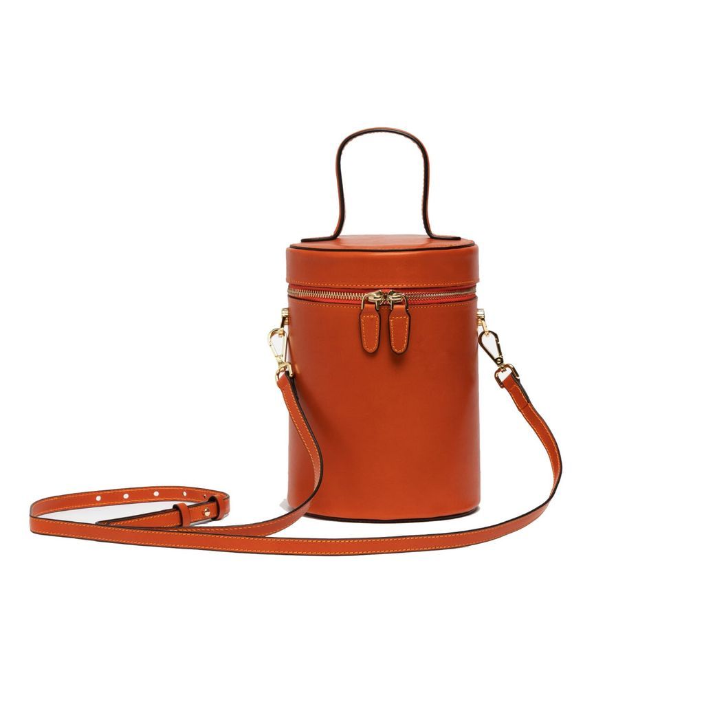 Women's Yellow / Orange Cylinder Bucket Leather Bag In Mandarin Orange One Size Silver & Riley