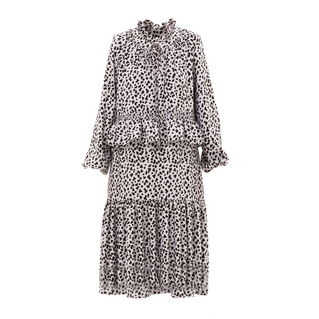 Women's Grey Animal Print Midi Dress Extra Small Julia Allert