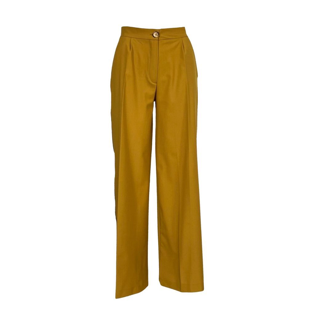Women's Yellow / Orange Wide-Leg Cargo Pants In Embellished Mustard Yellow Small L2R THE LABEL