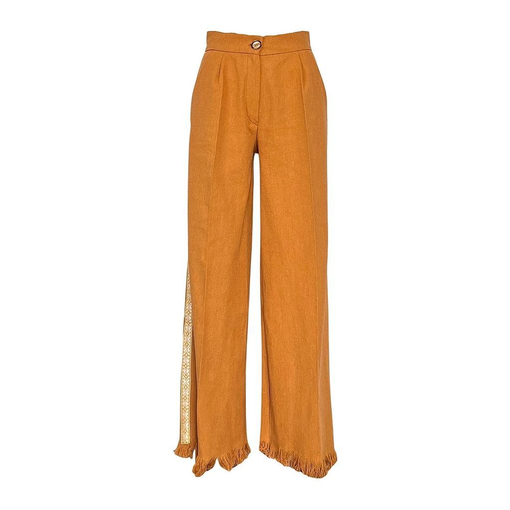Women's Yellow / Orange Wide-Leg Cargo Pants In Mustard Yellow Denim Extra Small L2R THE LABEL
