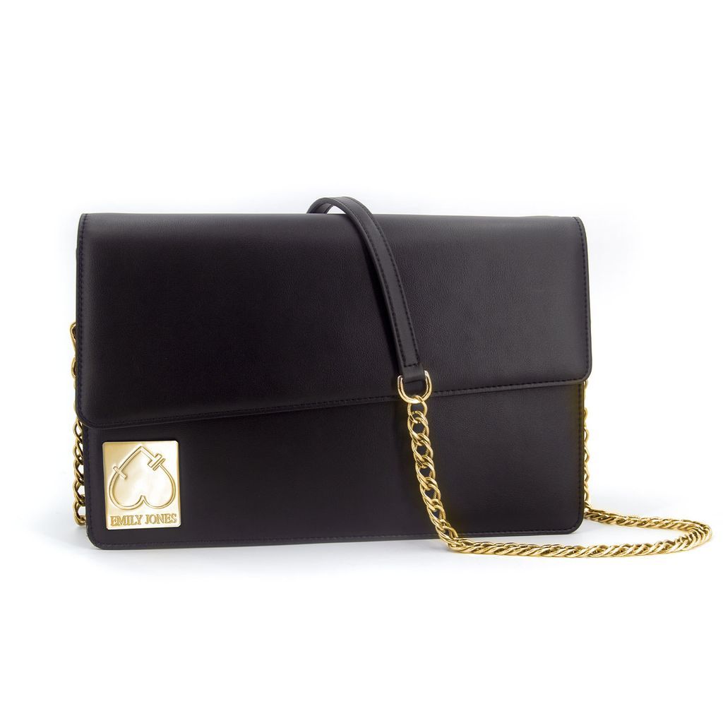 Women's Gold / Black Pearl Black Soft Double Flap Crossbody Bag/ Gold Hardware One Size Emily Jones