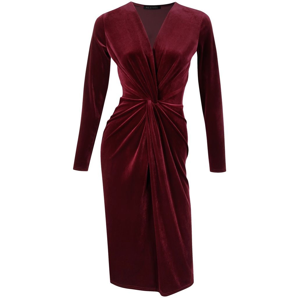 Women's Red If The Cap Fits Wine Velvet Dress Extra Small Me & Thee