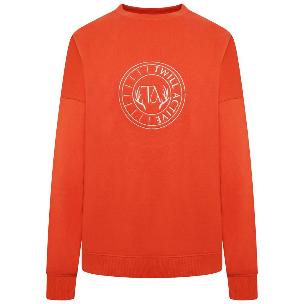 Women's Yellow / Orange Twill Active Essentials Oversized Crewneck Sweatshirt Coral S