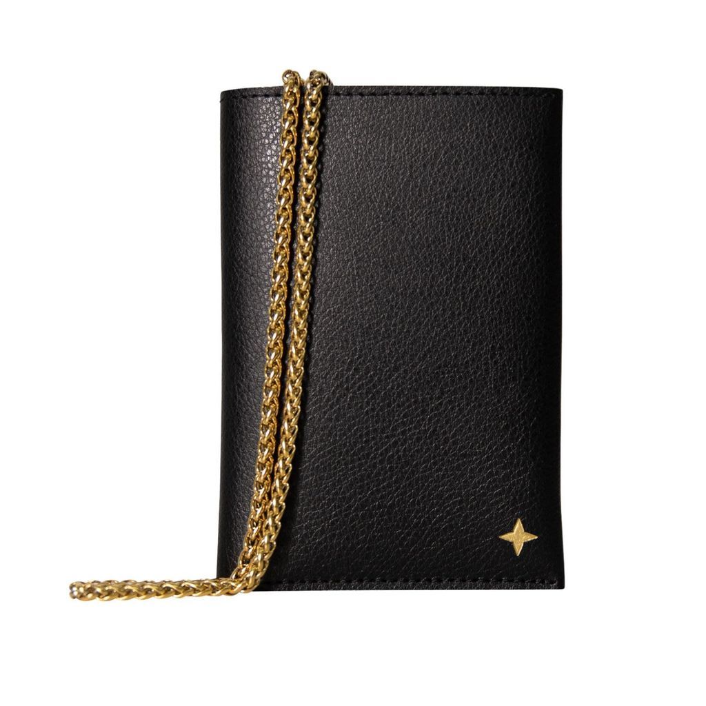 Passport Cover With Wheat Chain - Nightfall Black The Elsewhere Co. Accessories