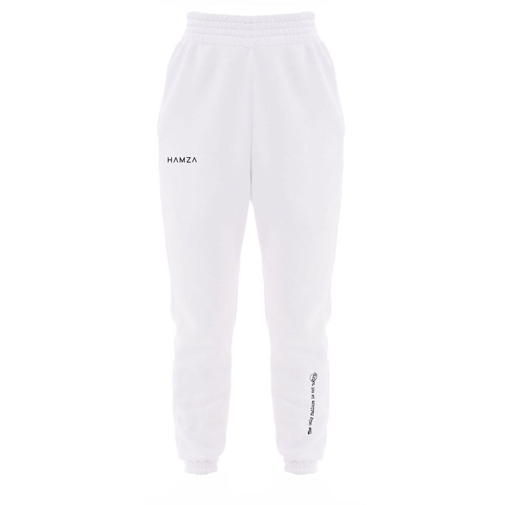 Success White Embroidered Women's Joggers Extra Small Hamza