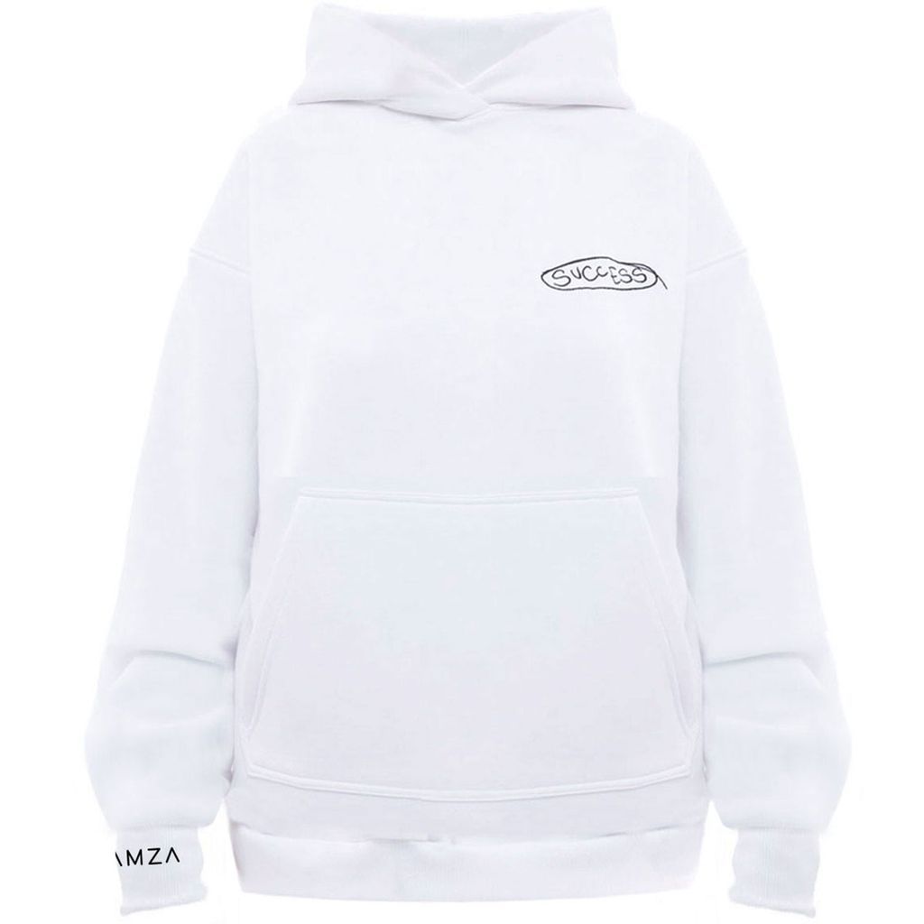 Success White Embroidered Women's Hoodie Extra Small Hamza