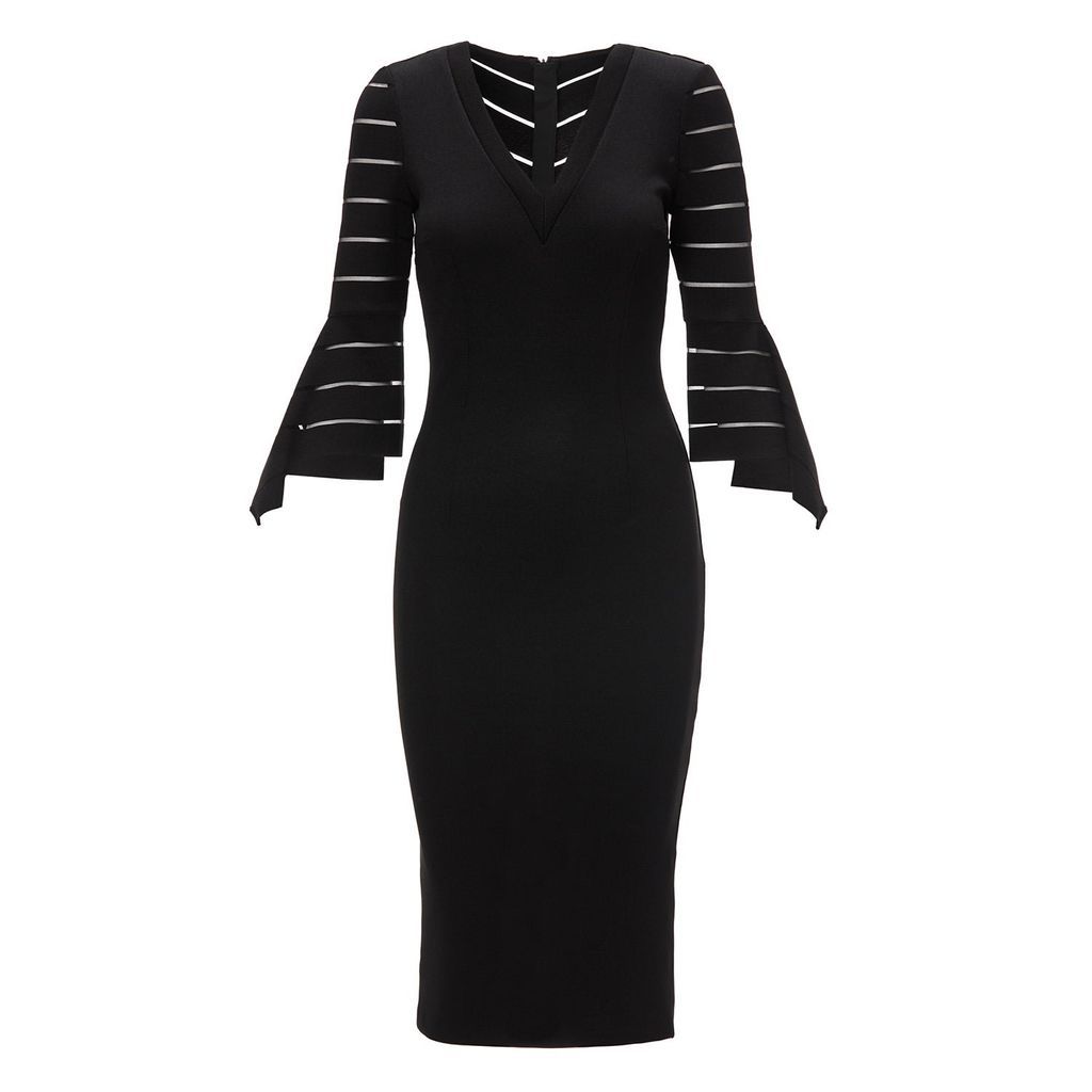 Women's Bodycon Midi Black Dress Medium Nissa