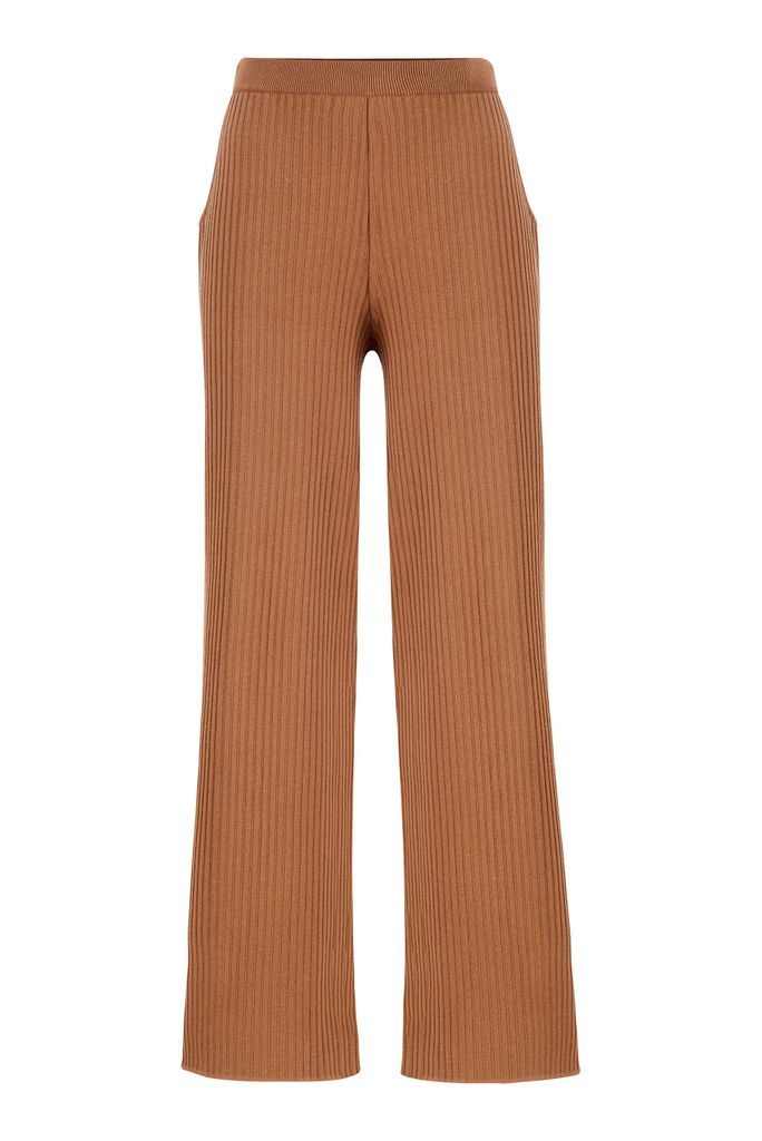 Women's Brown Vera Ribbed Pants - Caramel SALANIDA