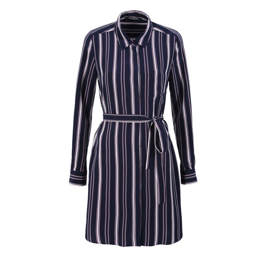 Women's Blue Avril Navy Stripes Shirt Mini Dress Extra Small VIKIGLOW