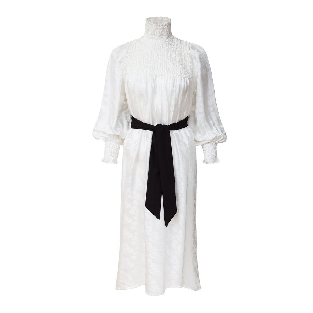 Women's White Silk Blouse Dress S/M LA FEMME MIMI