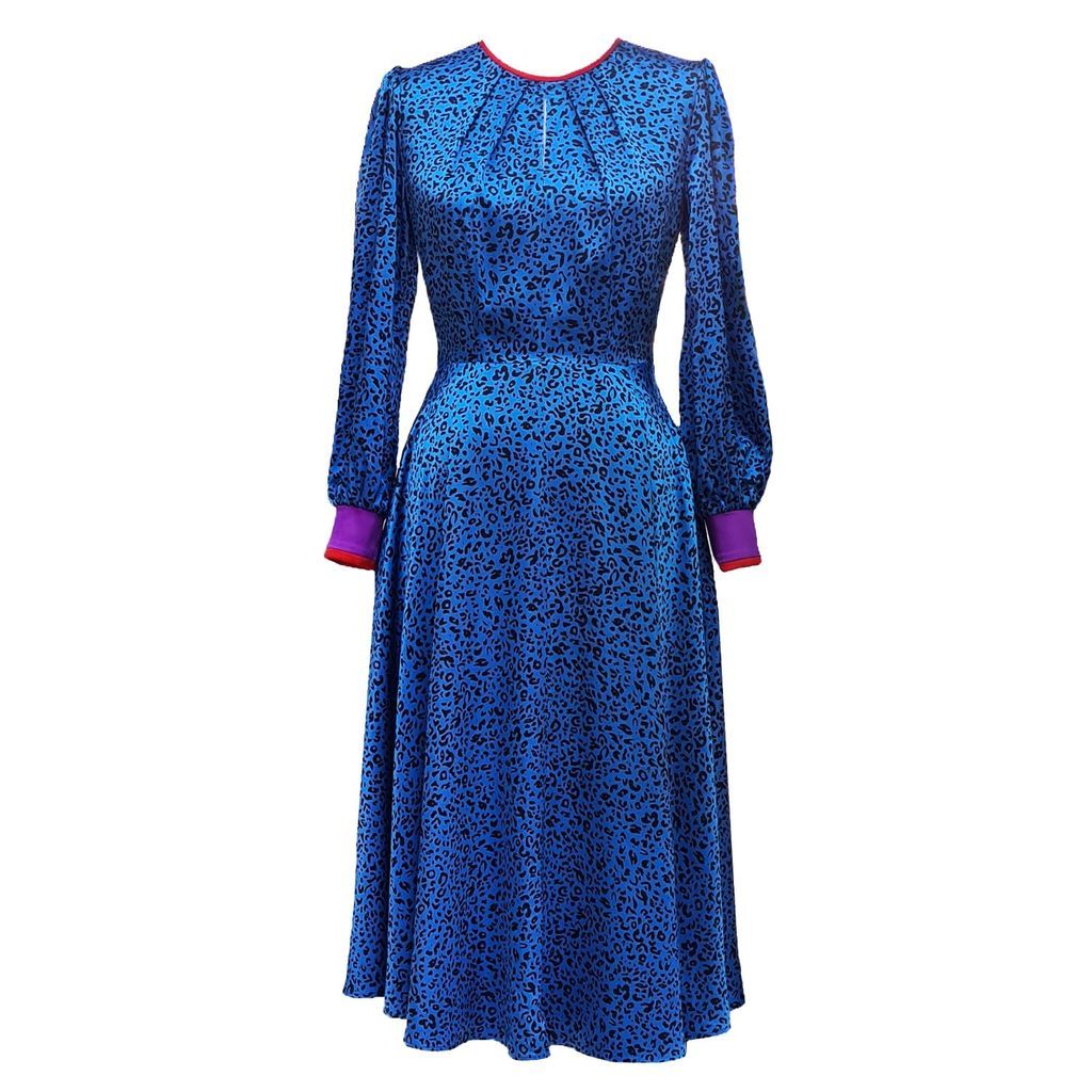 Women's Blue Diary Of Jane Dress In Cobalt Leopard Print Extra Small Mellaris