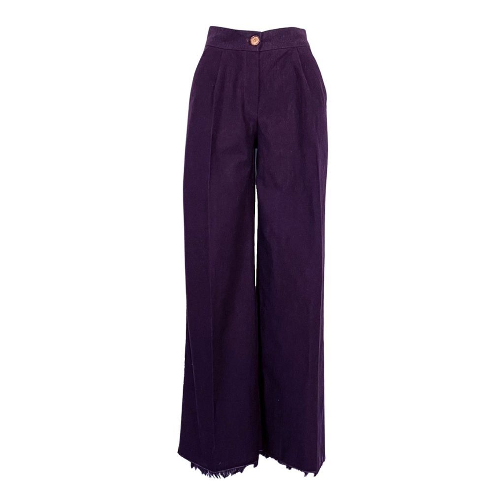 Women's Pink / Purple Wide-Leg Cargo Pants In Eggplant Denim Extra Small L2R THE LABEL