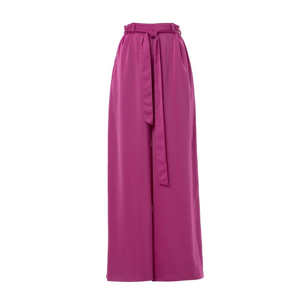 Women's Pink / Purple Wide Trousers Satin - Purple Medium Julia Allert