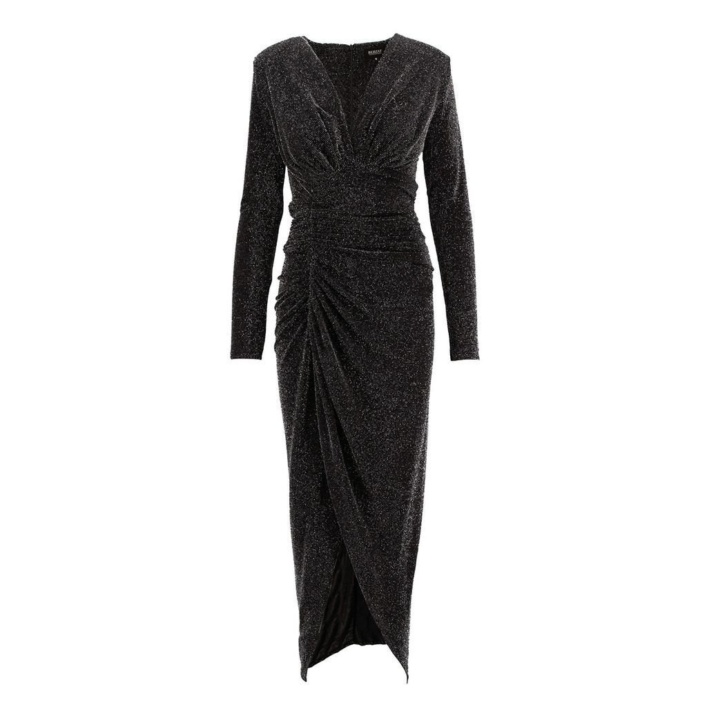 Women's Black Maxi Dress With Silver Inserts Extra Small BLUZAT