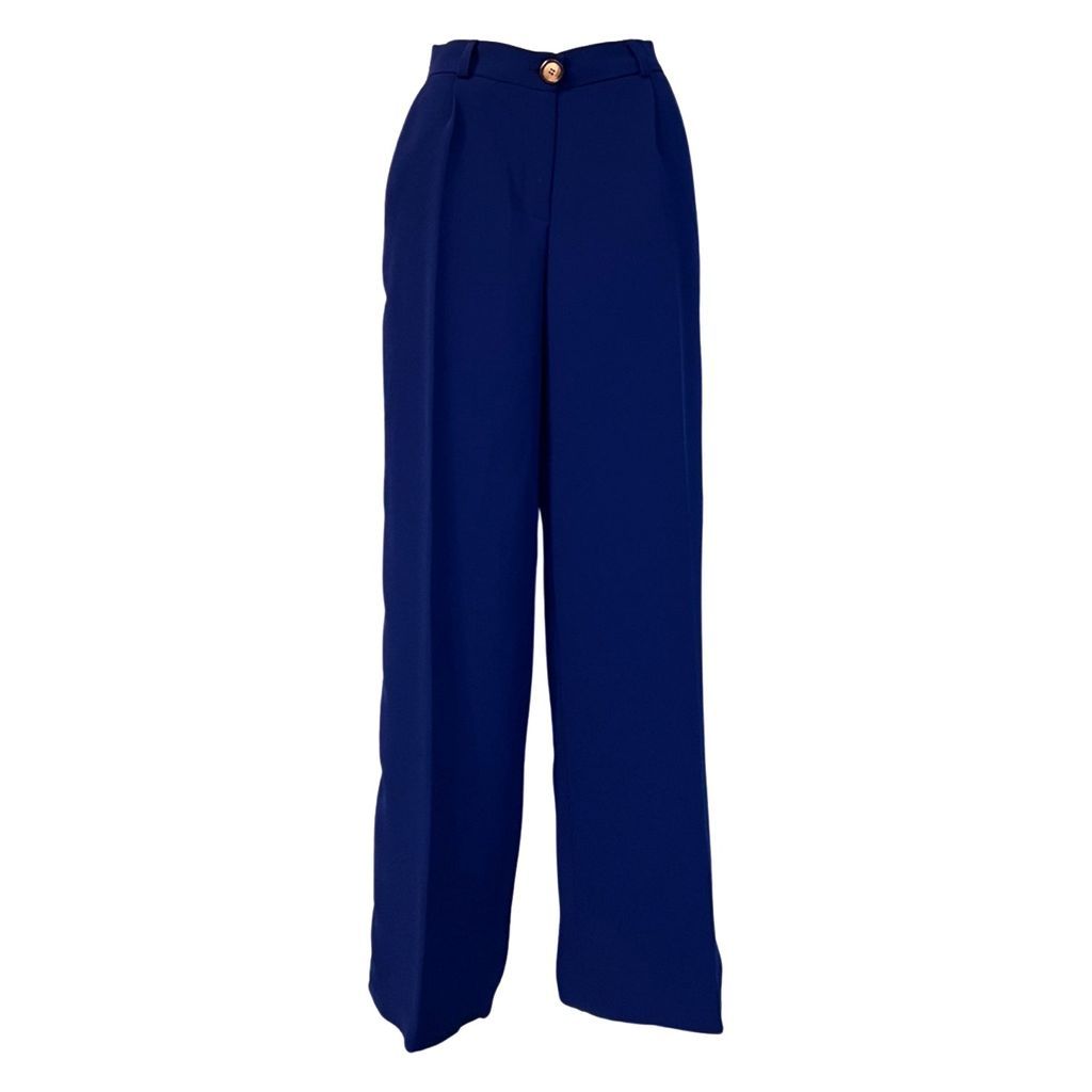Women's Wide-Leg Cargo Pants In Embellished Navy Blue Small L2R THE LABEL