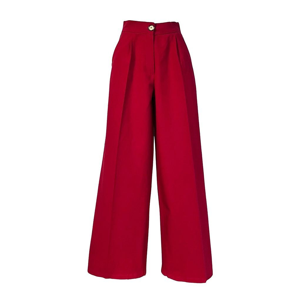 Women's Wide-Leg Cargo Pants In Ruby Red Denim Extra Small L2R THE LABEL