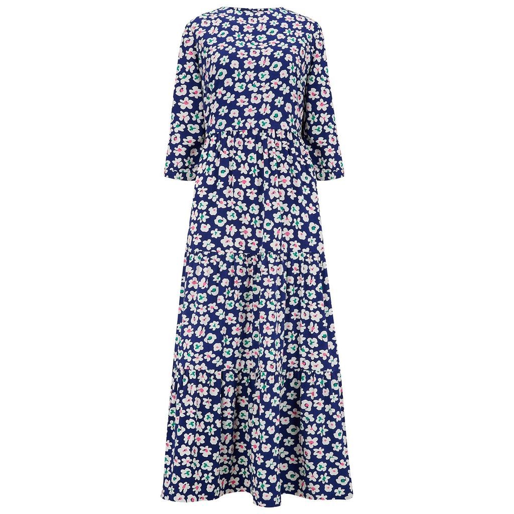 Women's Blue Zaina Multi Tiered Dress- Navy, Multi Painted Floral Extra Small Sugarhill Brighton