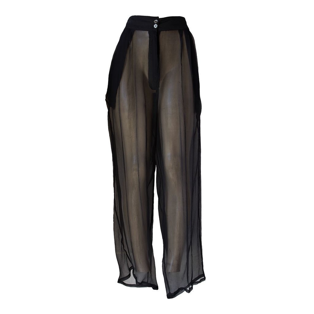 Women's Black Ink Silk Trousers Small a. Bohemia & The Wolves