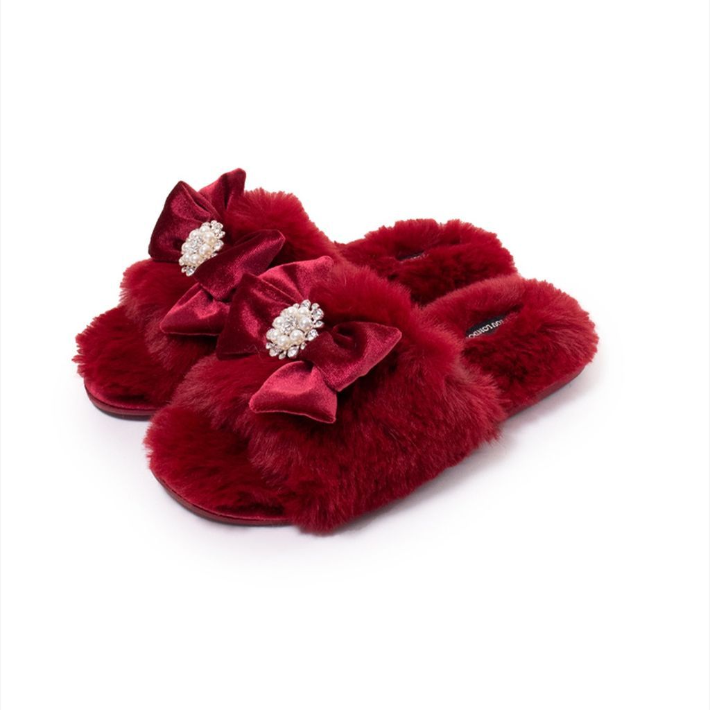 Women's Anya Slider Slipper With Diamante In Red Small Pretty You