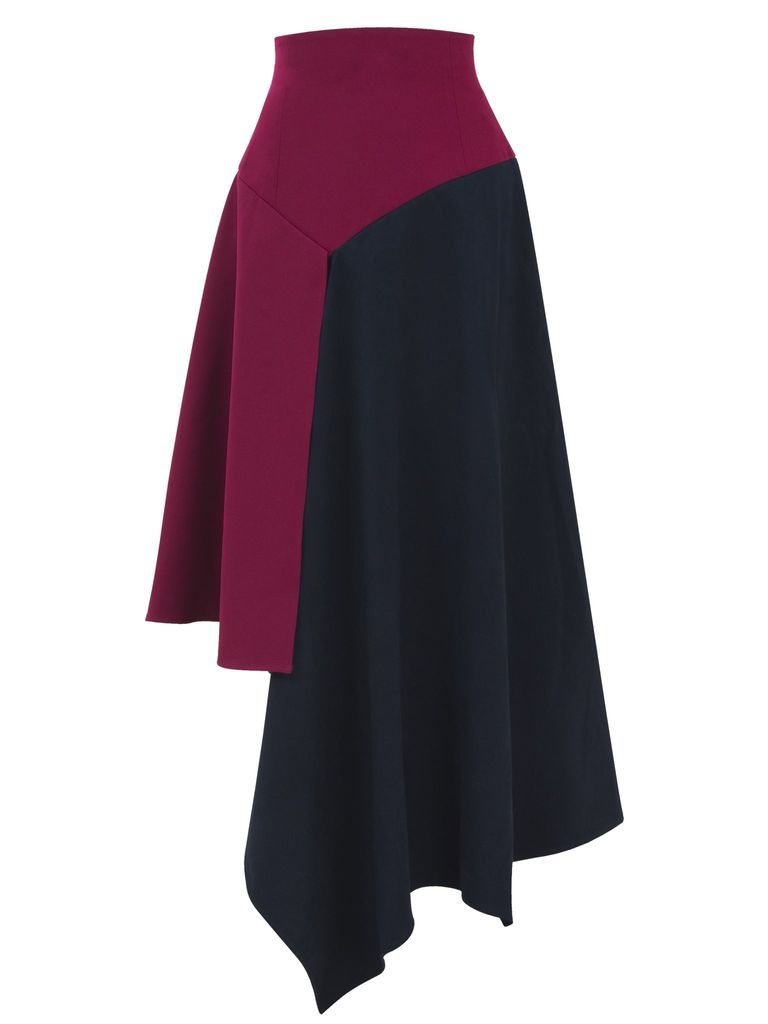 Women's Black Meets Royal Asymmetric Deconstructed Midi Skirt Small Tia Dorraine