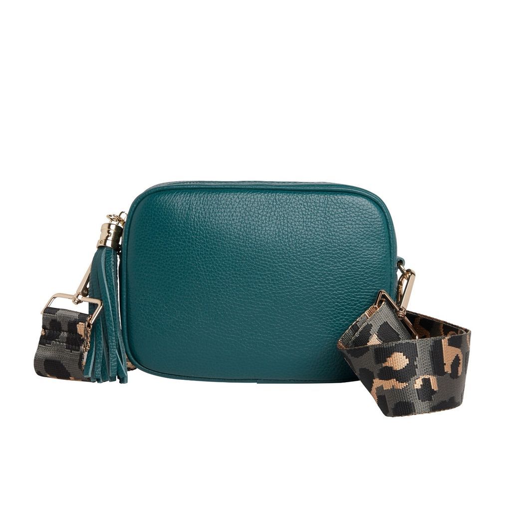 Women's Green Verona Crossbody Tassel Teal Bag With Dark Leopard Strap One Size Betsy & Floss