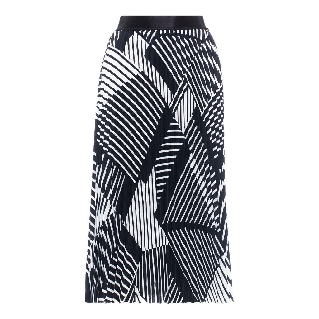 Women's Black Printed-Pleated Skirt Xxs Nissa