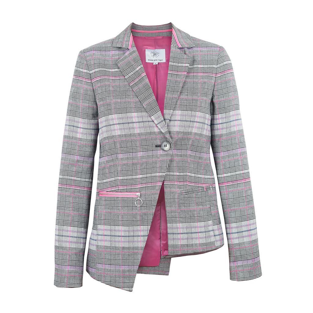 Women's Grey Revivify Blazer In Checker And Pink Extra Small blonde gone rogue