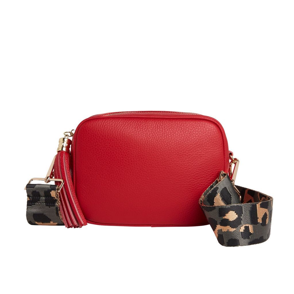 Women's Verona Crossbody Red Tassel Bag With Dark Leopard Strap One Size Betsy & Floss