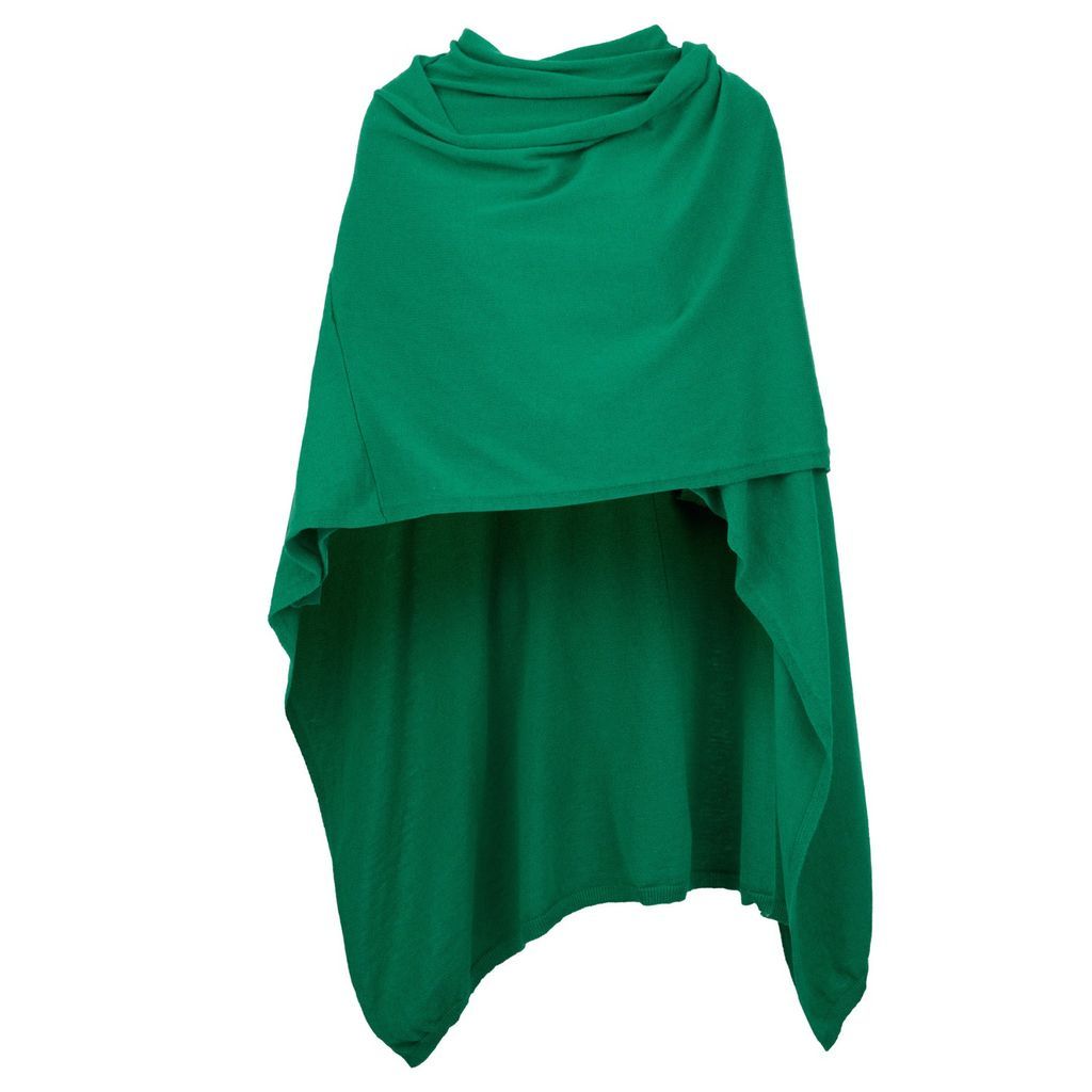 Women's Cashmere Mix Cape In Green One Size At Last...