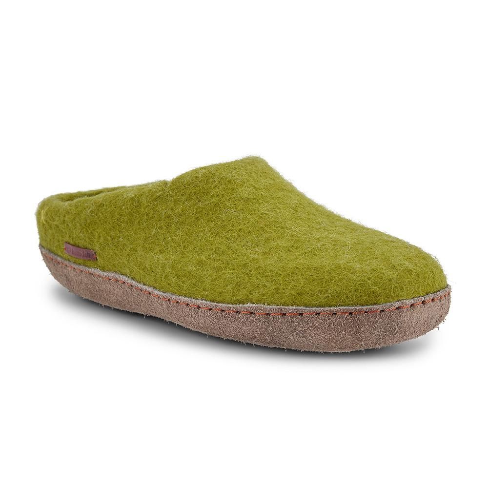 Women's Classic Slipper - Lime Green With Suede Sole 3 Uk Betterfelt