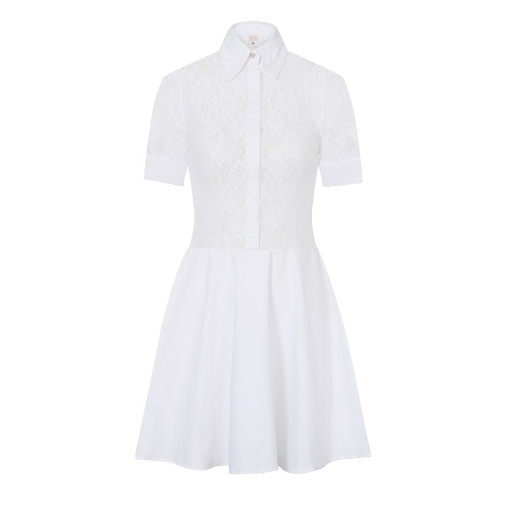 Women's White Cotton Lace Dress Small Sophie Cameron Davies