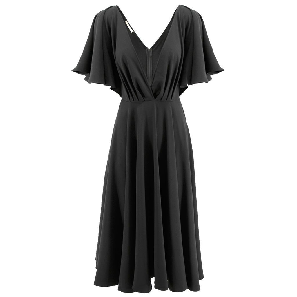 Women's Florence Wrap Dress With Butterfly Sleeves & Pockets In Black Extra Small ROSERRY