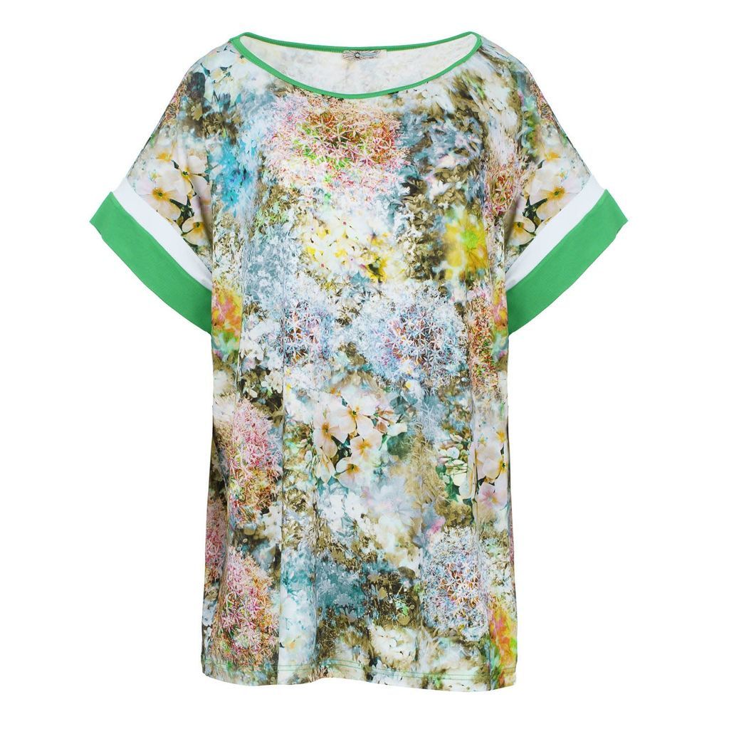 Women's Floral Stretch Jersey Short Sleeve Top Plus Size Small Conquista