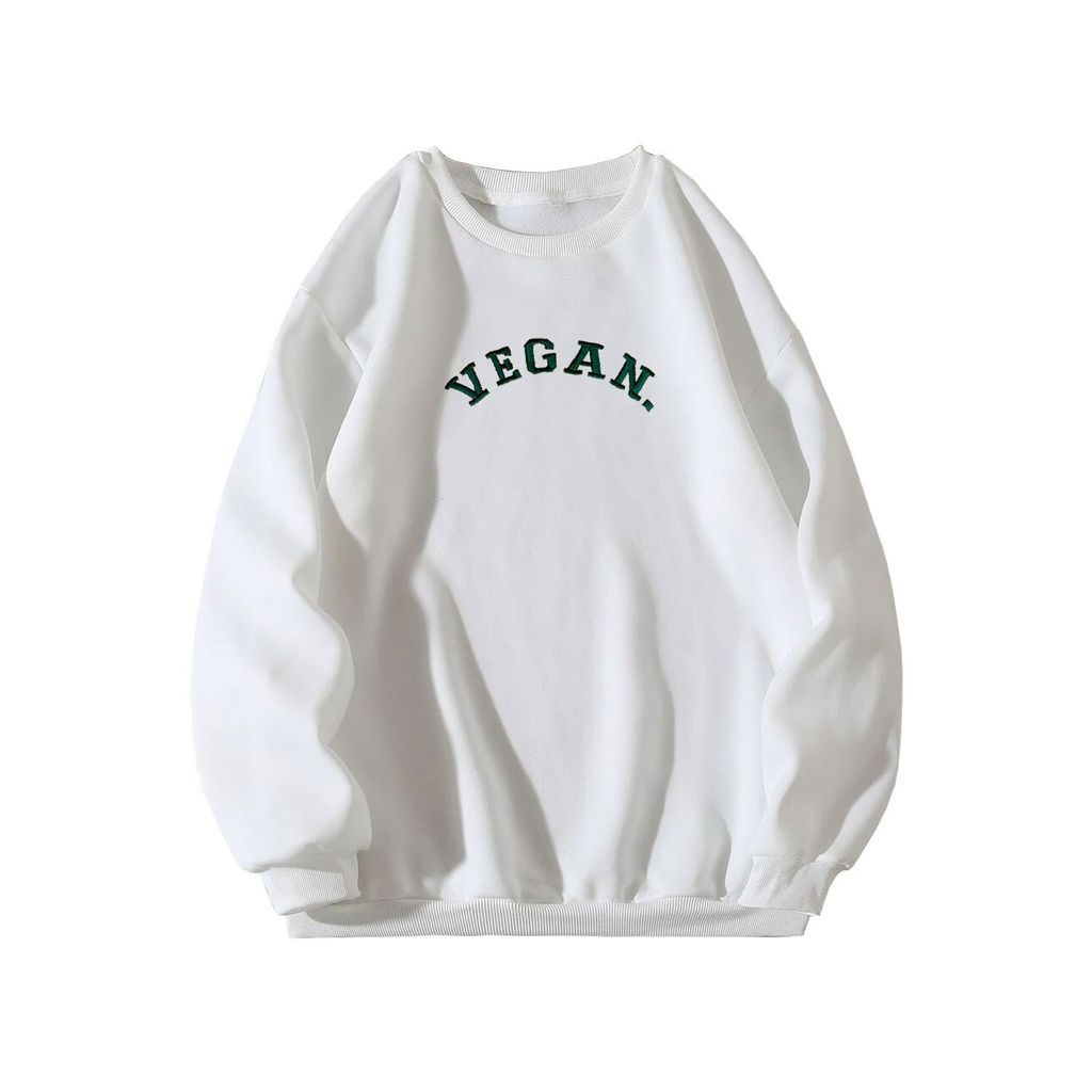 Women's White Vegan Sweatshirt Extra Small Quillattire