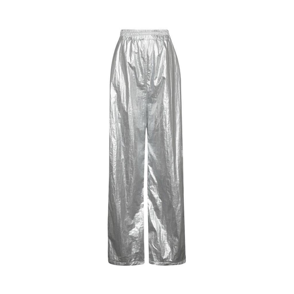 Women's Silver Anolis Semi-Shiny Baggy Pants Grey Extra Small Khéla the Label