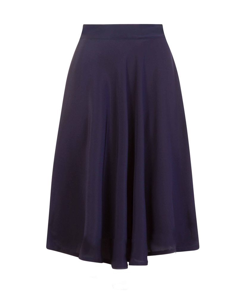Women's Silk Midi Skirt Navy Blue Medium Sophie Cameron Davies