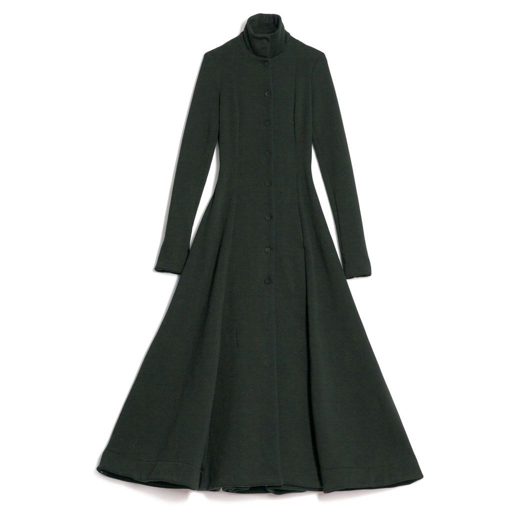 Women's Green Princess Cut Jersey Coat - Khaki Small gaffer & fluf