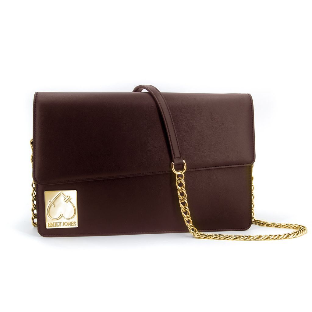 Women's Brown Chestnut Soft Double Flap Crossbody Bag/ Gold Hardware One Size Emily Jones