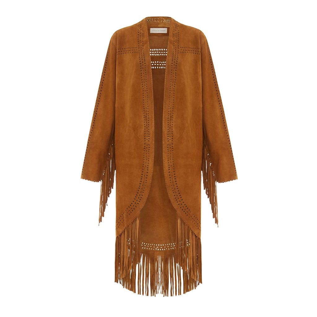 Women's Brown The Dolly Suede Jacket - Tan One Size House of Dharma