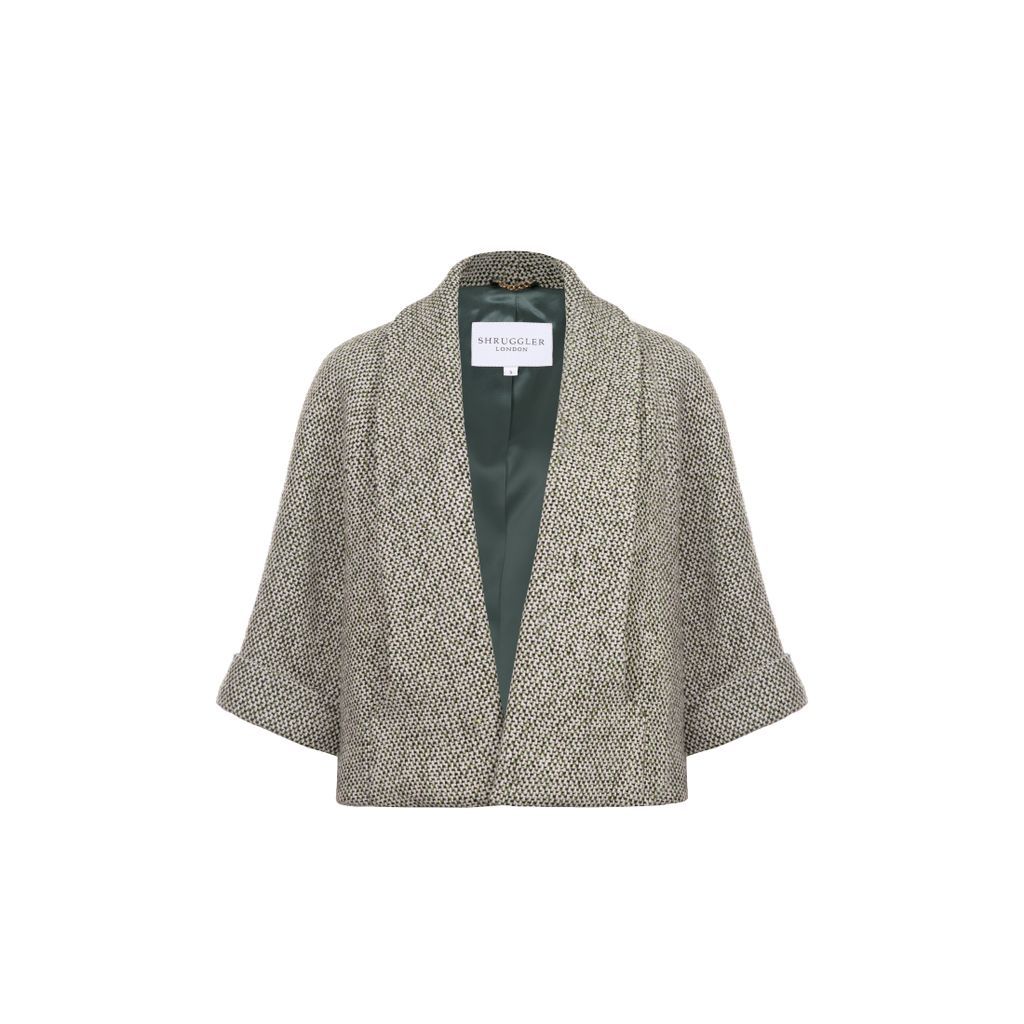 Women's Green / Black / White Estelle Cape Jacket - Green Black White Vintage Tweed Medium Shruggler