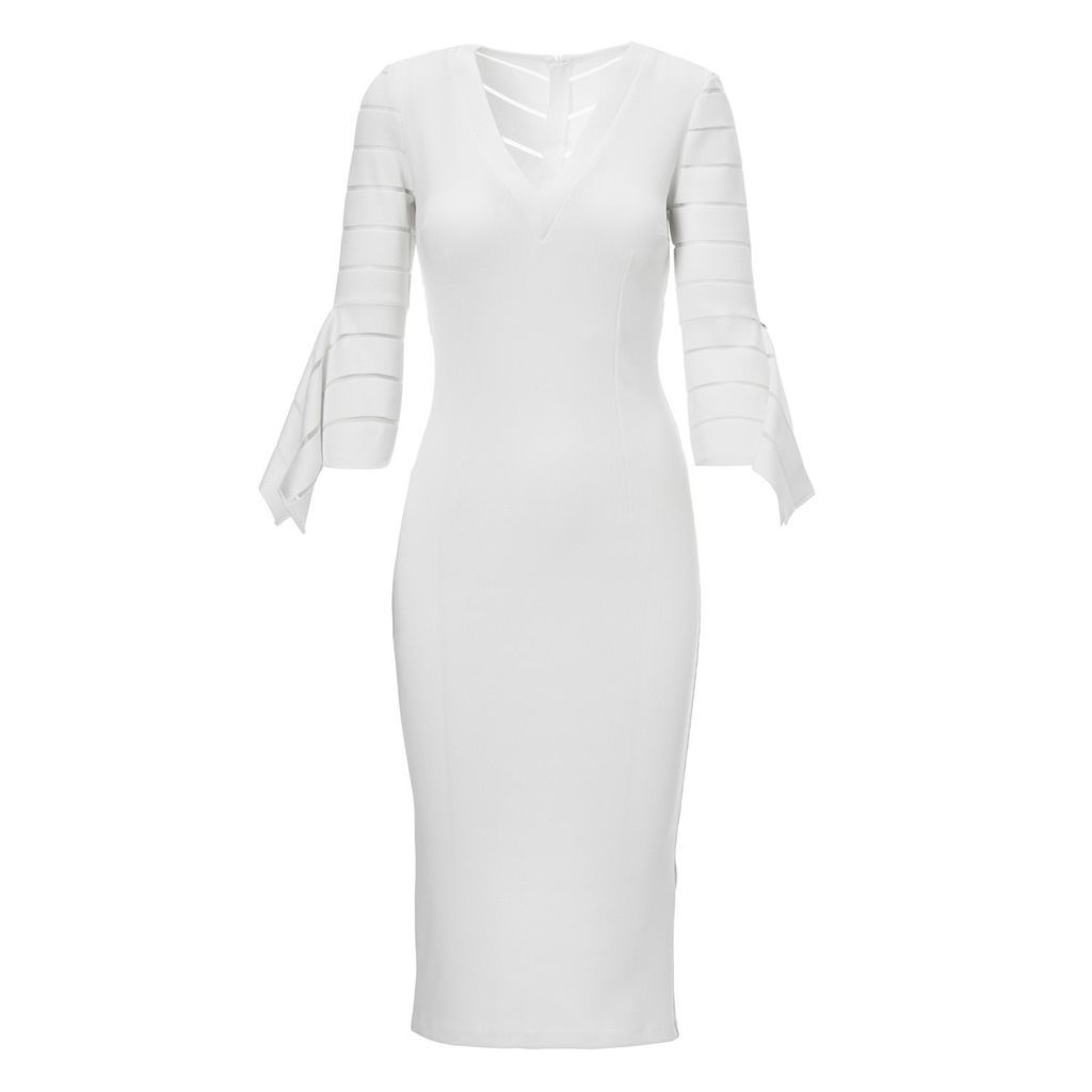 Women's White Bodycon Midi Dress Small Nissa