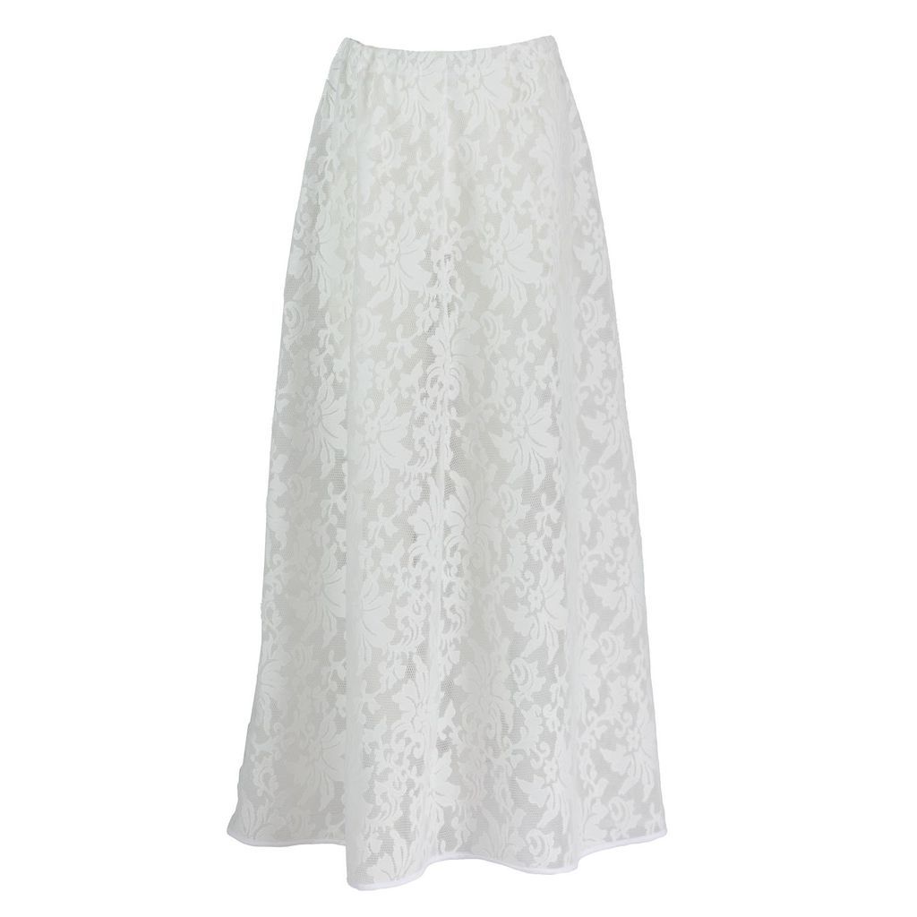 Women's Halle - Snowy White Floral Embossed Lace Maxi Skirt One Size Harlow Loves Daisy
