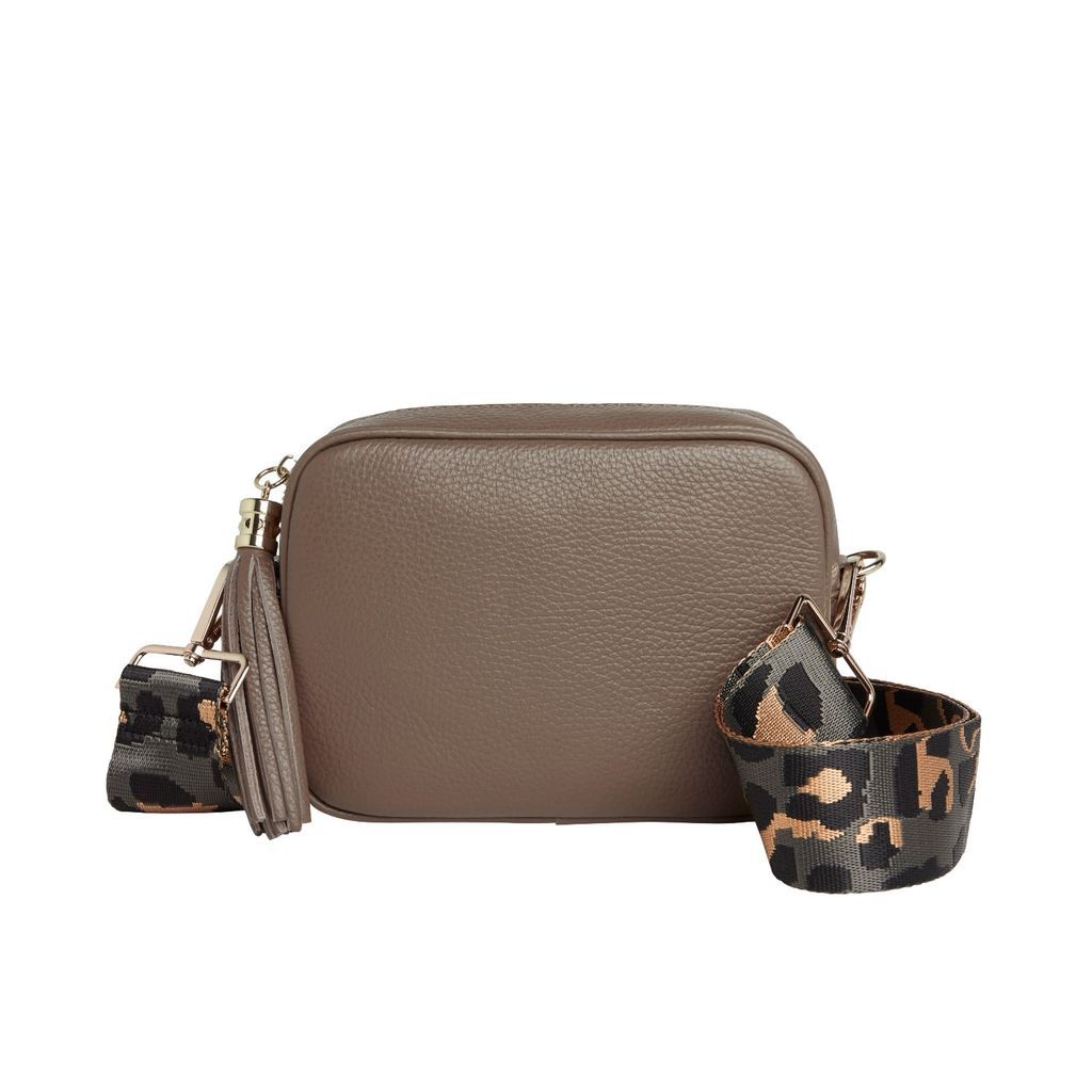 Women's Brown Verona Crossbody Dark Taupe Tassel Bag With Dark Leopard Strap One Size Betsy & Floss