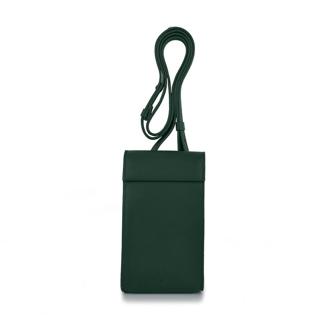 Women's Green / Black Handmade Adjustable Leather Phone Bag With Pocket - Dark Green godi.