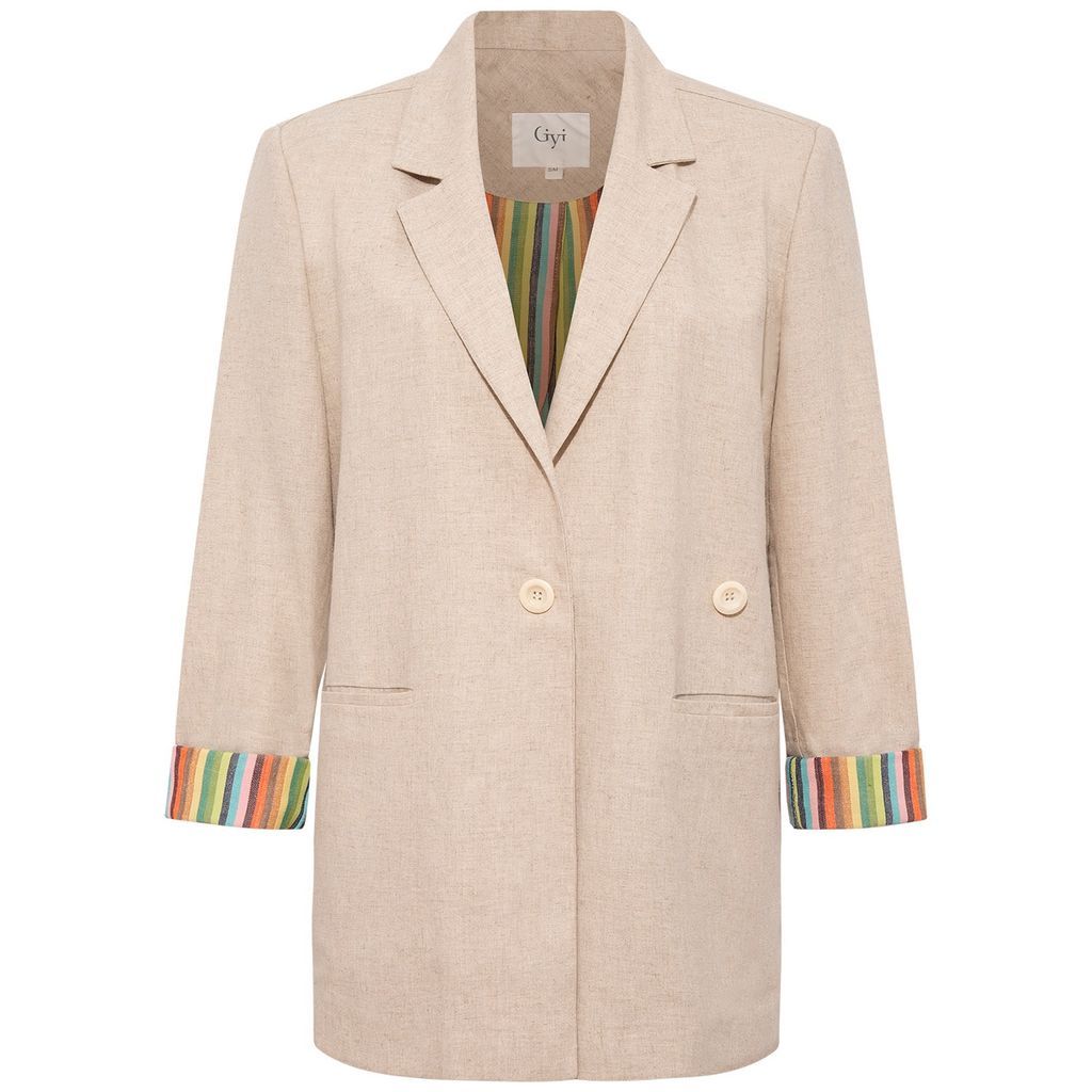 Women's Neutrals Giyi Blazer In Linen & Cotton S/M