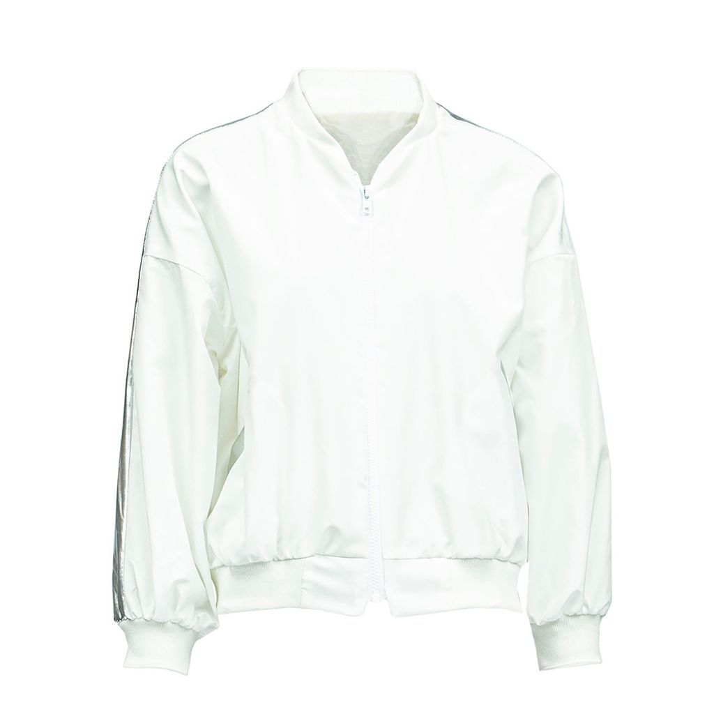 Women's Courtney - Prep Jacket W/ Silver Side Panel - White Extra Small JU-NNA