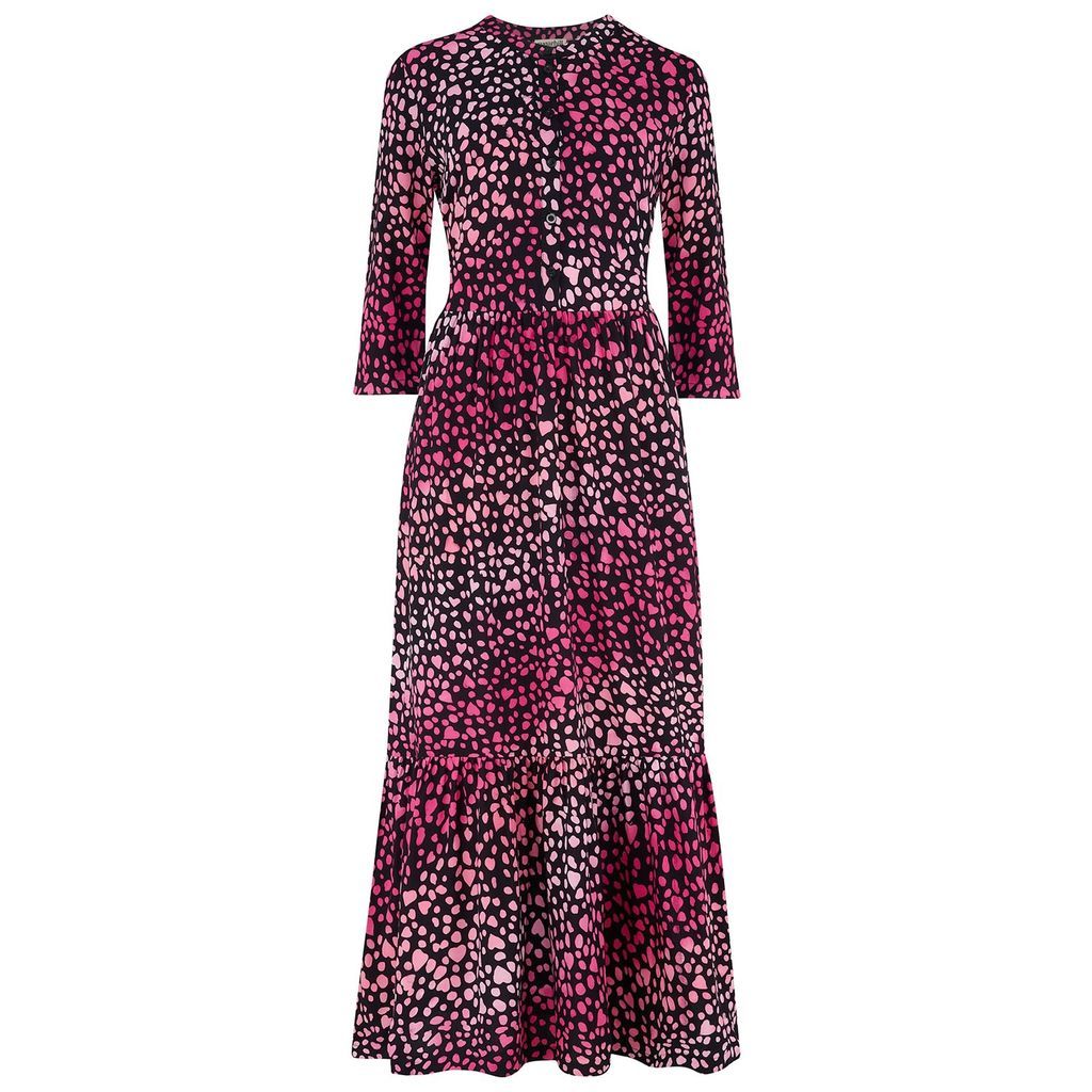 Women's Lauren Batik Maxi Smock Dress - Black/ Pink Heart Spot Extra Small Sugarhill Brighton